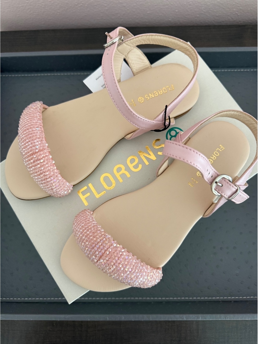 Florens Italy Kids Pink Rhinestone Sandals EU 34 US 2